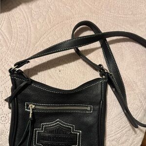 Harley-Davidson Black Crossbody Bag with White Stitching